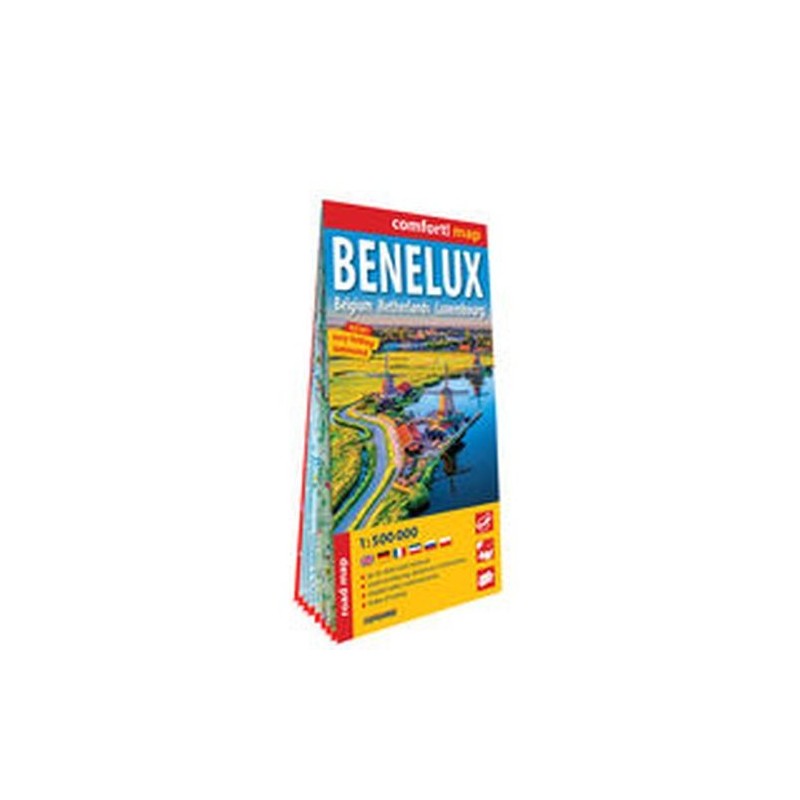 BENELUX BELGIA HOLANDIA LUKSEMBURG LAMINOWANA MAPA SAMOCHODOWA 1:500 000