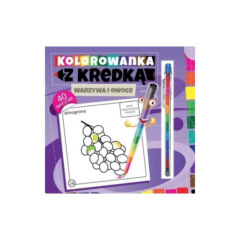 KOLOROWANKA Z KREDKĄ WARZYWA I OWOCE