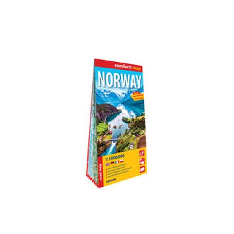 NORWEGIA (NORWAY): LAMINOWANA MAPA SAMOCHODOWA 1:1 000 000