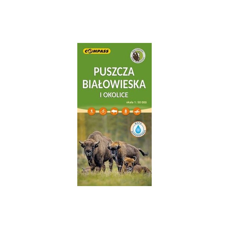 PUSZCZA BIAŁOWIESKA I OKOLICE MAPA LAMINOWANA