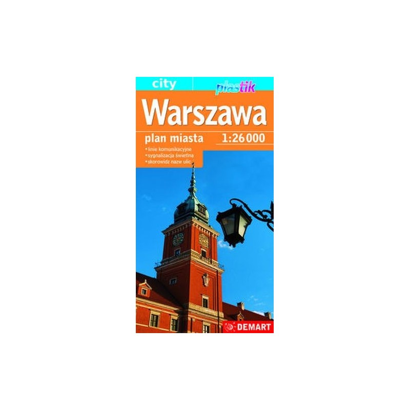 WARSZAWA PLAN MIASTA 1:26 000 MAPA SAMOCHODOWA PLASTIK