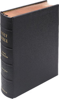 REB LECTERN BIBLE WITH APOCRYPHA BLACK GOATSKIN LEATHER OVER BOARDS RE936:TAB
