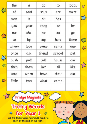 FRIDGE MAGNETS   TRICKY WORDS FOR YEAR 1 -  Scholastic