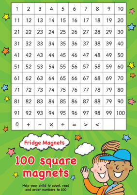 FRIDGE MAGNETS - 100 SQUARE MATHS MAGNETS -  Scholastic
