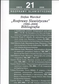 ROZPRAWY SLAWISTYCZNE NR 21 1986-06 BIBLIOGRAFIA - Stefan Warchoł